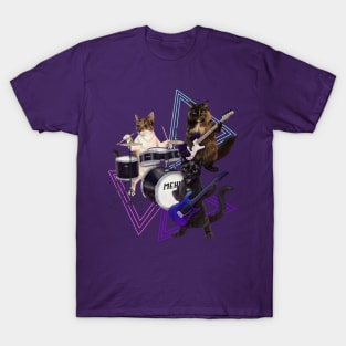 Cat band on guitar, bass, and drums T-Shirt